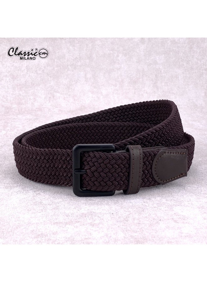 Classic Milano Braided Cotton Elastic Stretch Belt for Men & Women, Woven Canvas Web Belt with Gift Box, Adjustable Men's Belt | Full Length: 110CM (Free Size - Fits up to the waist of 40 Inches / 100 CM) - Image 1