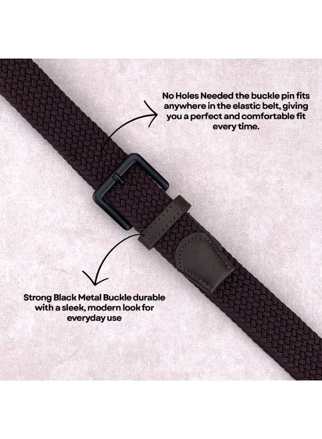 Classic Milano Braided Cotton Elastic Stretch Belt for Men & Women, Woven Canvas Web Belt with Gift Box, Adjustable Men's Belt | Full Length: 110CM (Free Size - Fits up to the waist of 40 Inches / 100 CM) - Image 3