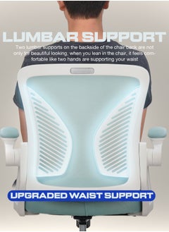 DROGO Premium Ergonomic Office Chair for Work from Home, High Back Computer Chair with Flip Up Armrest, Breathable Mesh, Rocking, Adjustable Seat, Winged Back | Mesh Chair for Office White/Blue  - Image 5