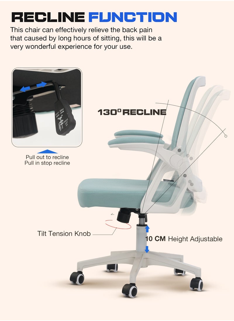Premium Ergonomic Office Chair for Work from Home, High Back Computer Chair with Flip Up Armrest, Breathable Mesh, Rocking, Adjustable Seat, Winged Back | Mesh Chair for Office White/Blue - pzsku/Z3187FEB222DD70332A90Z/45/_/1735382958/990b5616-63f6-4a4d-8431-6361840c2427