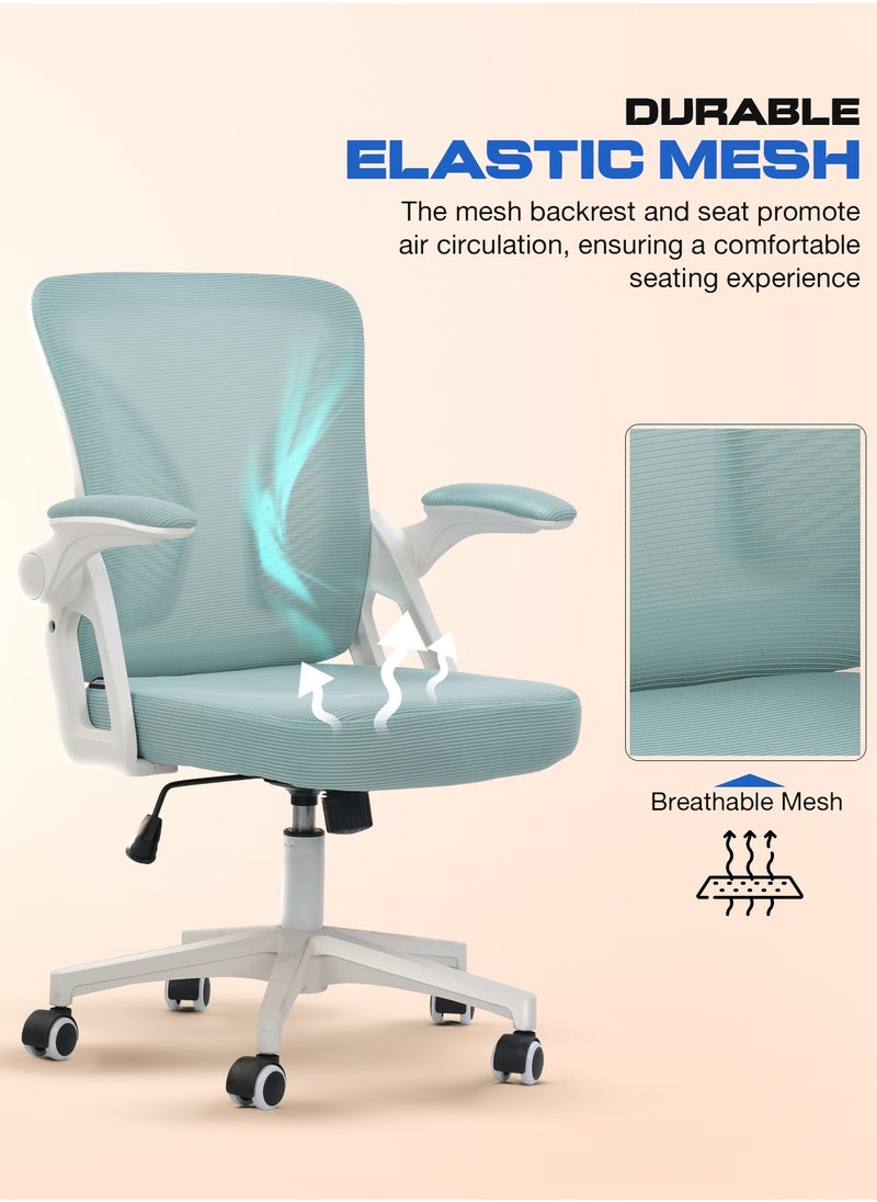 Premium Ergonomic Office Chair for Work from Home, High Back Computer Chair with Flip Up Armrest, Breathable Mesh, Rocking, Adjustable Seat, Winged Back | Mesh Chair for Office White/Blue - pzsku/Z3187FEB222DD70332A90Z/45/_/1735382959/0f50b198-cb7d-40ac-91e4-42cc5ef6d132