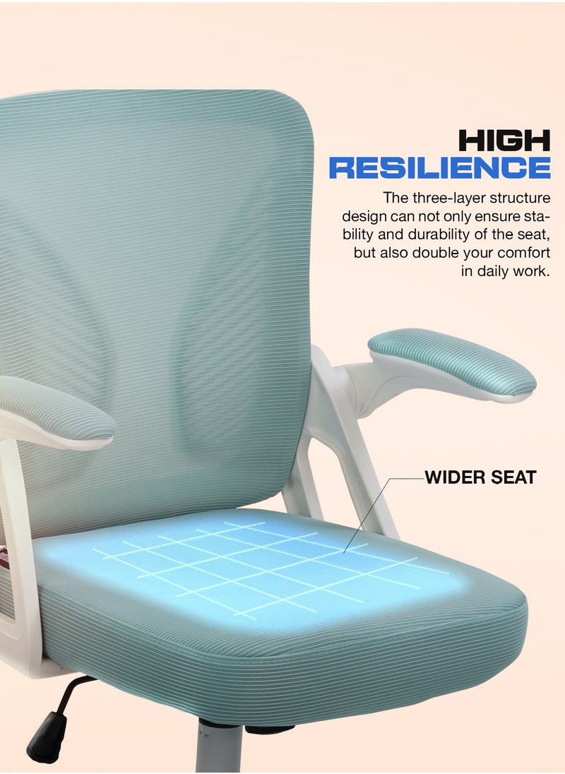 Premium Ergonomic Office Chair for Work from Home, High Back Computer Chair with Flip Up Armrest, Breathable Mesh, Rocking, Adjustable Seat, Winged Back | Mesh Chair for Office White/Blue - pzsku/Z3187FEB222DD70332A90Z/45/_/1735382968/9a04648e-3fe6-47c9-b348-7c50630fe356