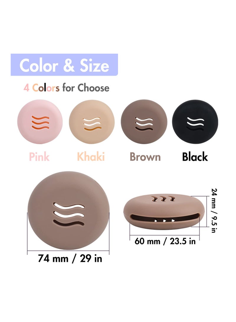 Double-Sided Breathable Silicone Makeup Sponge Holder Case for Travel & Home, Shatterproof & Reusable Makeup Puff Storage, Easy Carry, Khaki (Set of 2) - Image 5