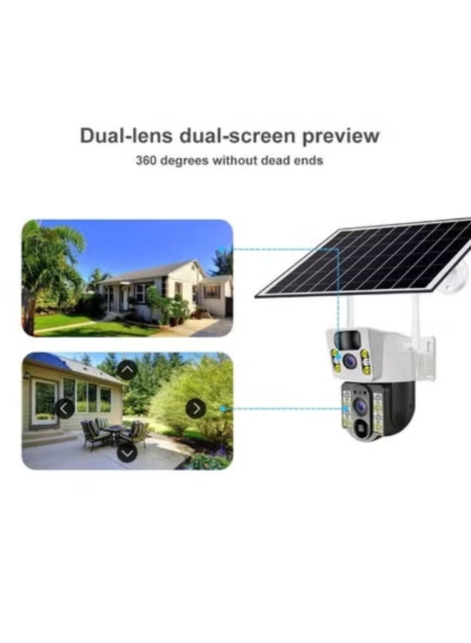 JAJEEK Dual Lens 4MP Solar-Powered WiFi Security Camera with Two-Way Audio, H.265 Video, Infrared & White LED Night Vision, Cloud & TF Storage, 8000mAh Battery – Wireless Outdoor Camera, White - Image 5