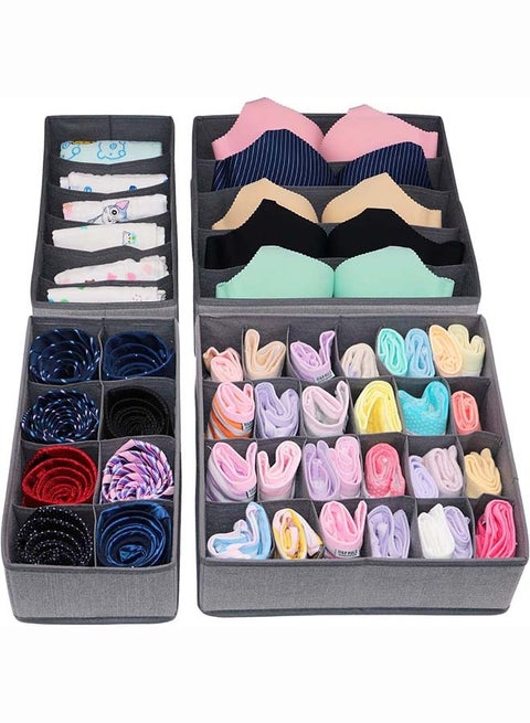 4 Pack Wardrobe Organiser Drawer Organiser, Foldable Closet Organizer, Underwear Organizer Drawer Divider for Lingerie, Socks, Briefs