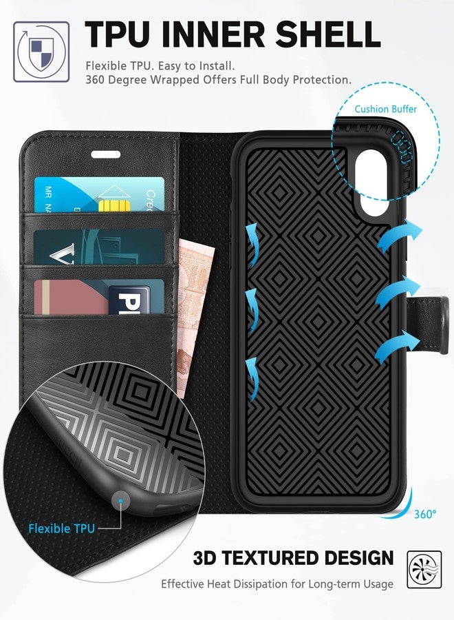 TUCCH iPhone XR Wallet Case, iPhone XR Case, Premium PU Leather Flip Slim Cover[Kickstand] [RFID Blocking] Credit Card Holder, [Wireless Charging] Compatible with iPhone XR(6.1 inch) - Black - Image 5