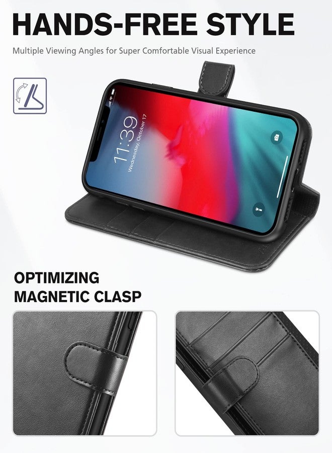 TUCCH iPhone XR Wallet Case, iPhone XR Case, Premium PU Leather Flip Slim Cover[Kickstand] [RFID Blocking] Credit Card Holder, [Wireless Charging] Compatible with iPhone XR(6.1 inch) - Black - Image 4