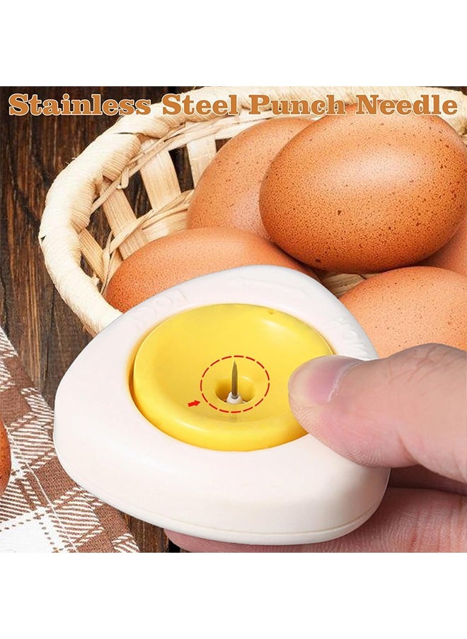 HY - 2 Pcs Egg Piercers for Raw Eggs, Egg Hole Egg Separator Tools for Kitchen Gadgets for Hard Boiled Eggs Simple Egg Punchers Piercer with Retractable and Sharp Pin (Yellow) - Image 1