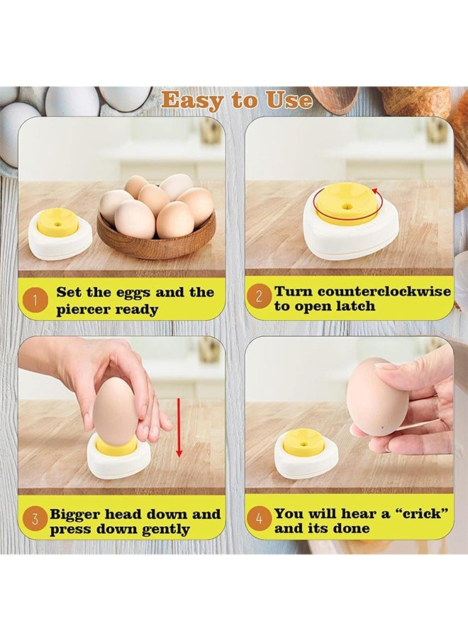 HY - 2 Pcs Egg Piercers for Raw Eggs, Egg Hole Egg Separator Tools for Kitchen Gadgets for Hard Boiled Eggs Simple Egg Punchers Piercer with Retractable and Sharp Pin (Yellow) - Image 1