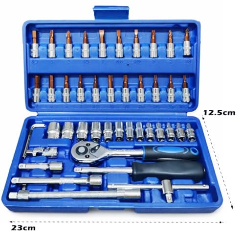 Inditrust 46 In 1 Pcs Crv Torx Tool Kit For Home Use Tools Kit Spanner Set 46Pc Socket Set Goti Set Wrench Set Bike Tool Kit Goti Pana Set - Image 3