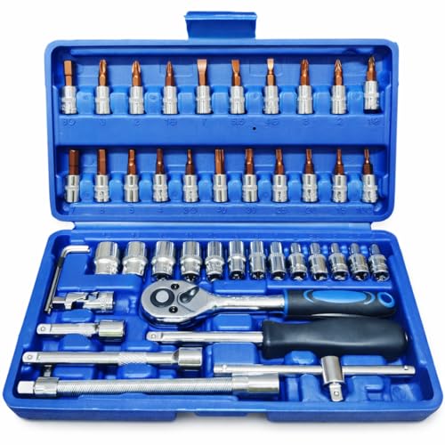 Inditrust 46 In 1 Pcs Crv Torx Tool Kit For Home Use Tools Kit Spanner Set 46Pc Socket Set Goti Set Wrench Set Bike Tool Kit Goti Pana Set - Image 1
