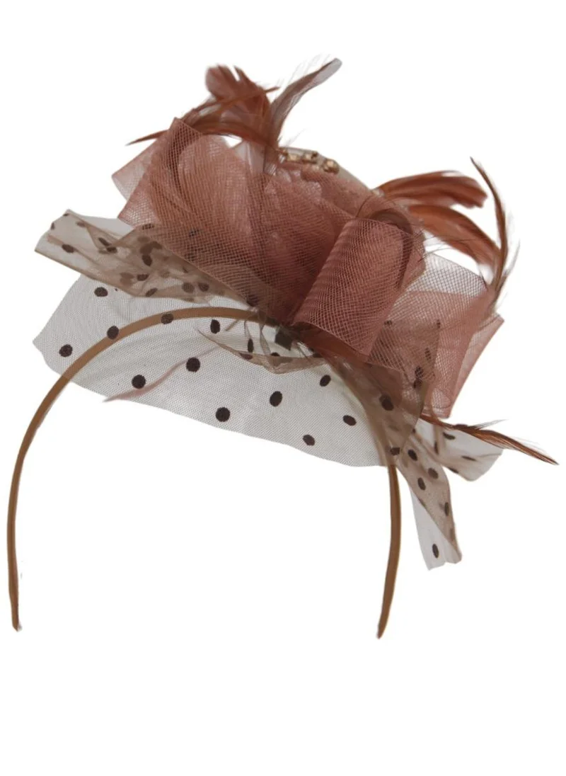 دىدانيالا Ddaniela Monalisa Fascinator Hats for Women Tea Party Headband,  Hat Flower Mesh Ribbons Feathers on a Headband and a Clip Tea Party Headwear for Girls and Women Brown