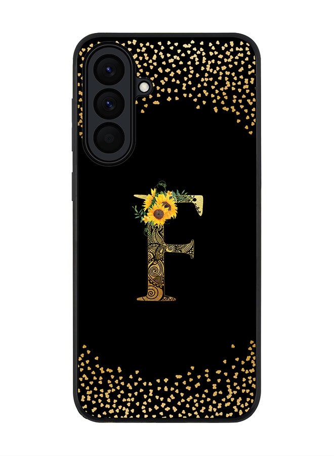 For Samsung Galaxy A57 Case,Slim fit Camera Protection, Shockproof Thin Phone cover  - Custom Floral Monogram - F ( Black )
