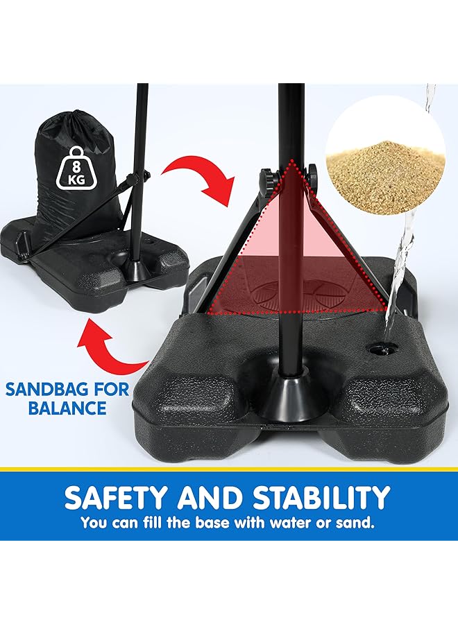 جوين طوق كرة السلة للأطفال بارتفاع قابل للتعديل 2.8 قدم 6.2 قدم طوق كرة السلة للأطفال الصغار للعب في الأماكن المغلقة والمفتوحة كرة سلة محمولة للأولاد والبنات من سن 3 4 5 6 7 8 هدية - Image 3