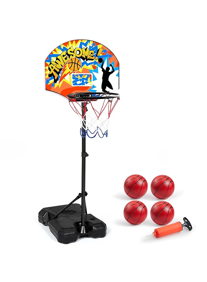 جوين طوق كرة السلة للأطفال بارتفاع قابل للتعديل 2.8 قدم 6.2 قدم طوق كرة السلة للأطفال الصغار للعب في الأماكن المغلقة والمفتوحة كرة سلة محمولة للأولاد والبنات من سن 3 4 5 6 7 8 هدية - Image 1