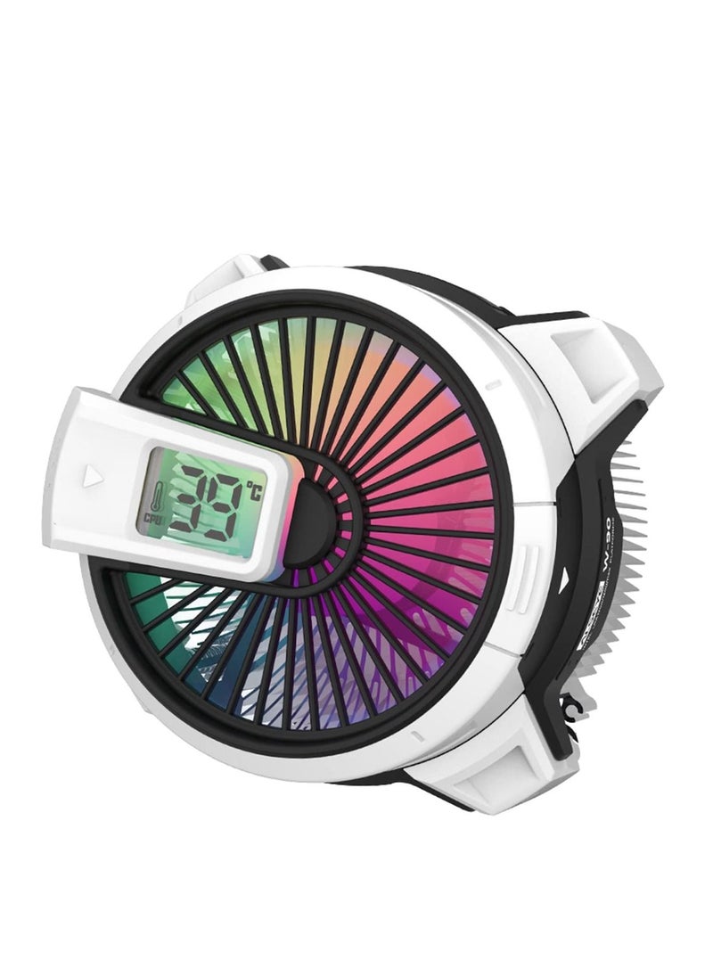 SYOSI - W90 CPU Cooler, Temperature Displayed CPU Cooler for Small Size PC Case with Powerful 90mm ARGB Lighting Fan and 40mm High-Performance Heat Column Inside (W90 Intel Version) - Image 1