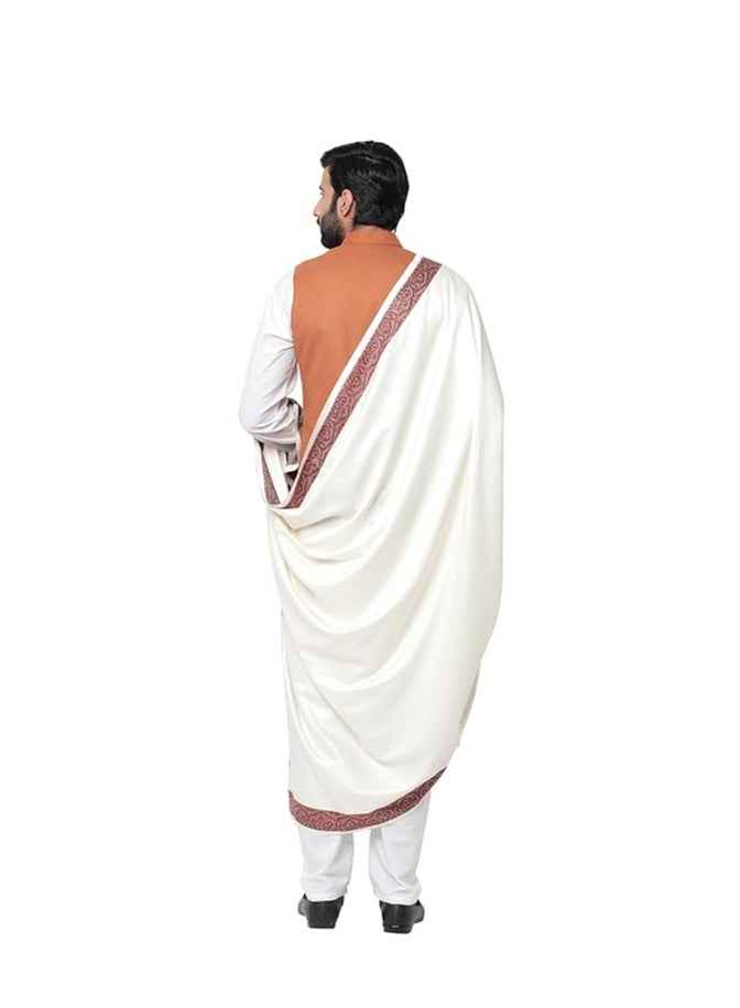 Accessorize Kingdom Men's Woven Border Woollen Lohi/Shawl [50" X 100"] - Image 4