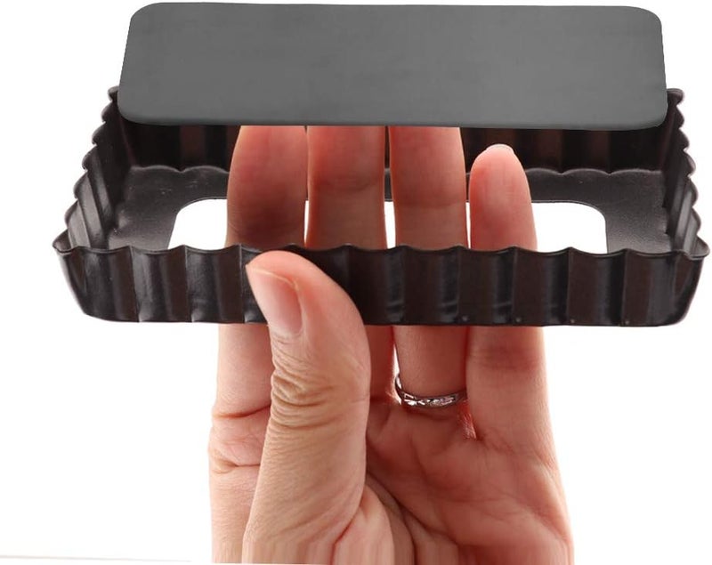 Cyimi Mini Tart Pan Set of 6 Rectangular Non-Stick 4 Inch Quiche Pan Loose Removable Bottom Tart Pan for Pies, Quiche Bakeware, Cheese Cakes, Desserts - Image 3