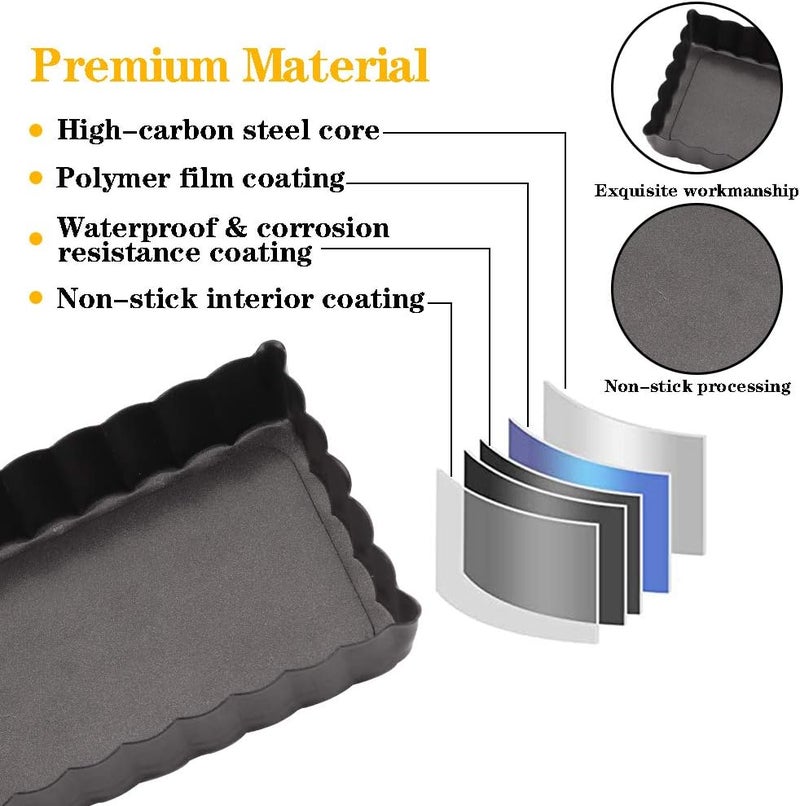 Cyimi Mini Tart Pan Set of 6 Rectangular Non-Stick 4 Inch Quiche Pan Loose Removable Bottom Tart Pan for Pies, Quiche Bakeware, Cheese Cakes, Desserts - Image 4