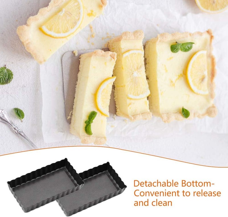 Cyimi Mini Tart Pan Set of 6 Rectangular Non-Stick 4 Inch Quiche Pan Loose Removable Bottom Tart Pan for Pies, Quiche Bakeware, Cheese Cakes, Desserts - Image 5