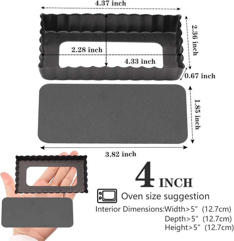Cyimi Mini Tart Pan Set of 6 Rectangular Non-Stick 4 Inch Quiche Pan Loose Removable Bottom Tart Pan for Pies, Quiche Bakeware, Cheese Cakes, Desserts - Image 2
