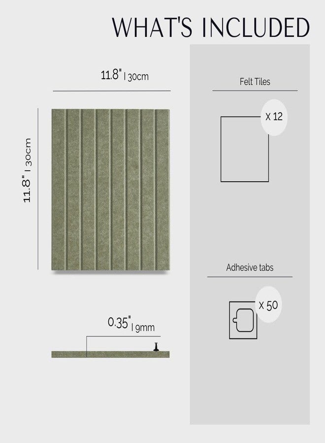 VIVELDA Large Cork Boards for Walls Black Felt Alternative - Slat Wall Paneling, Bulletin Board Tiles for Home Decor, Push Pin Corkboard Organizer for Office or Classroom-12-Pack Panel (Khaki Green) - Image 5