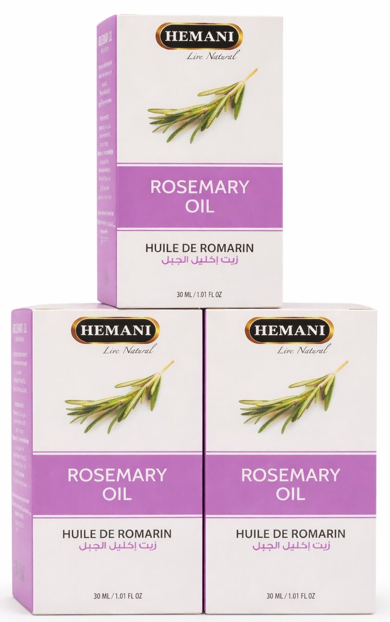 Hemani Rosemary Herbal Oil Pack of 3 x 30ml Natural Multipurpose Hair and Scalp Oil for Dandruff Care and Hair Growth Support - Image 1