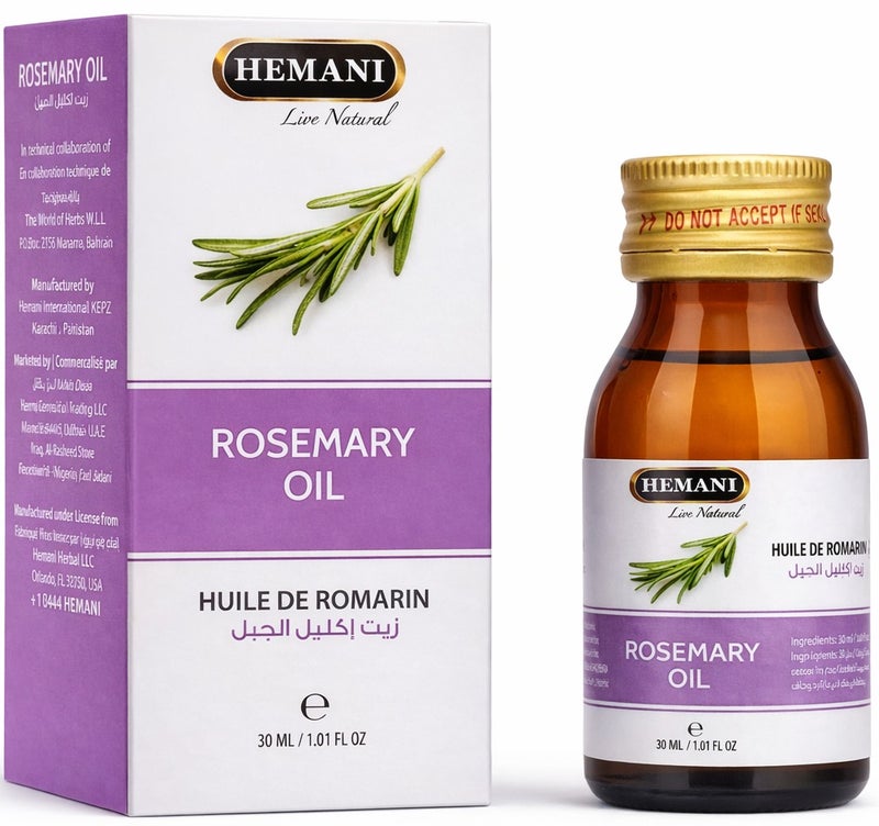 Hemani Rosemary Herbal Oil Pack of 3 x 30ml Natural Multipurpose Hair and Scalp Oil for Dandruff Care and Hair Growth Support - Image 2