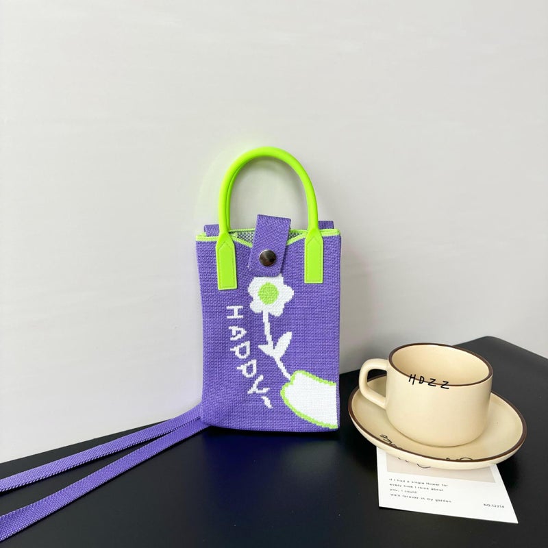 Ins Mobile Phone Bag Flower Knitted Bag Niche Versatile Shoulder Crossbody Bag Trendyy Tote Bag Flower Woven - Image 4
