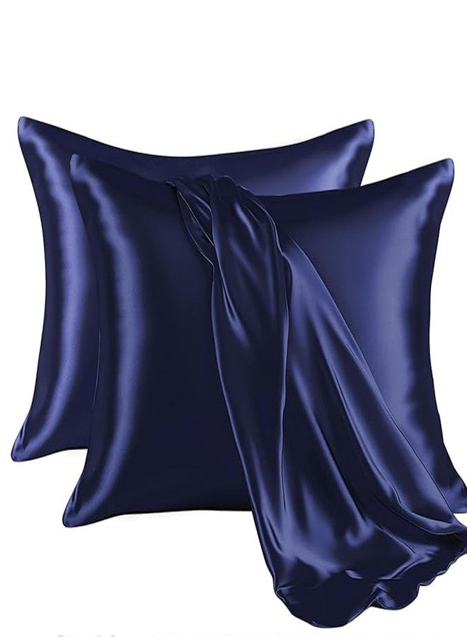 RAGGLE Set of 2 Satin Silk Pillowcase for Hair and Skin Standard Size 18"X 28" with Soft Breathable Smooth Cooling Pillow Covers for Sleeping or Pillow Protector (2, Blue) - Image 1