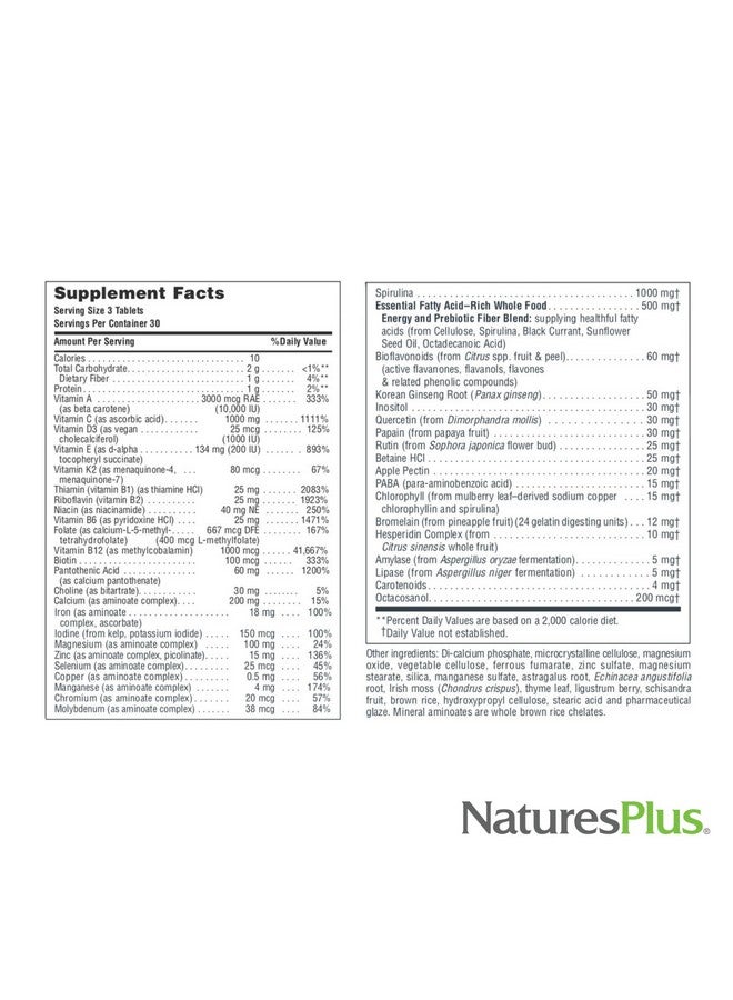 Natures Plus Source of Life - 90 Tablets - Multivitamin & Mineral Supplement - Supports Natural Energy & Overall Well-Being - Gluten Free, Vegetarian - 30 Total Servings - Image 5