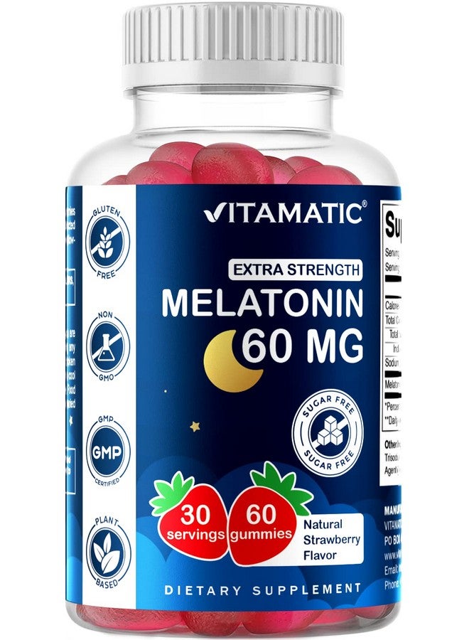 Vitamatic Sugar Free Melatonin 60 mg - 60 Vegetarian Gummies - Non-Habit Forming Supplement - Image 1
