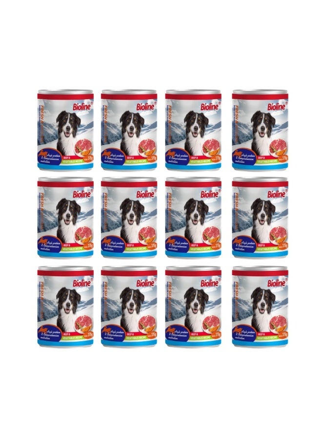 بايولاين طعام بيولاين الرطب للكلاب معلب بنكهة لحم البقر والخضراوات - ٣٧٥ غرام (عبوة من ١٢ قطعة) - Image 1