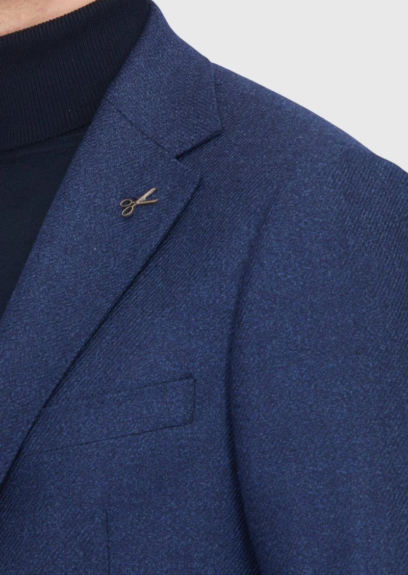 RAMSEY Light Navy Blue Regular Fit Silk Blended Jacket