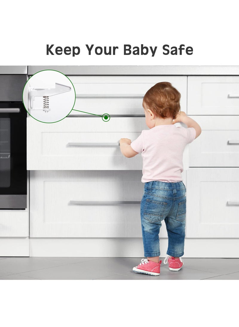 KASTWAVE Cabinet Locks Child Safety Latches, 30Pcs Invisible Child Proof Cabinet Locks with Screws Child Proof Cabinet Latches Locks Self Adhesive Drawer Lock for Kids Home Kitchen Furniture Latch Door (White) - Image 5