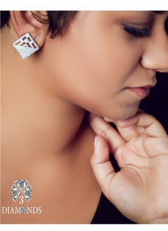 3diamond Platinum Plated Earring For Women Cubic Zircon Stone