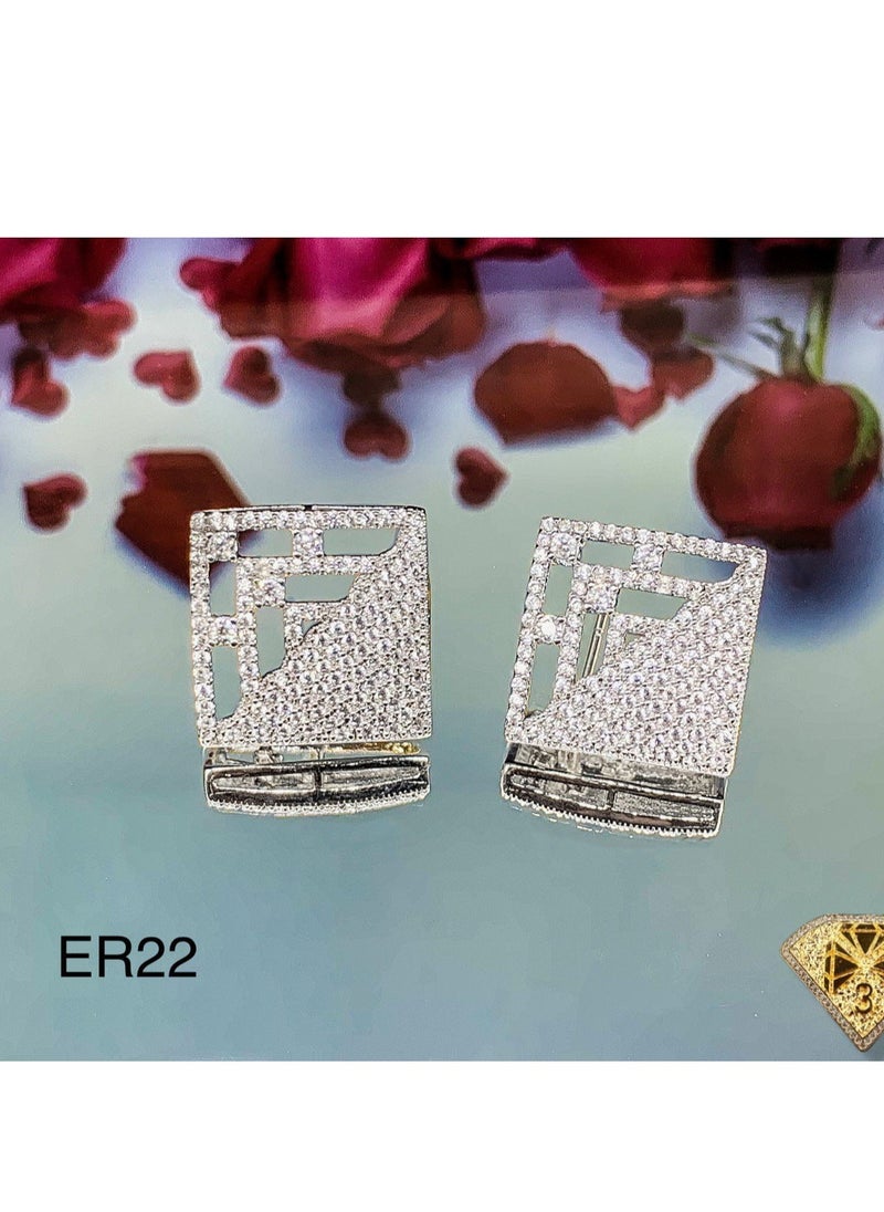 3Diamonds - 3diamond Platinum Plated Earring For Women Cubic Zircon Stone - Image 1