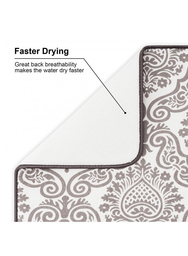 Subekyu Dish Drying Mats for Kitchen, Ultra Absorbent Microfiber Drying Mat, Dishes Drainer Pads 2 Pack, 19 by 15 Inch (Floral Vine) - Image 3