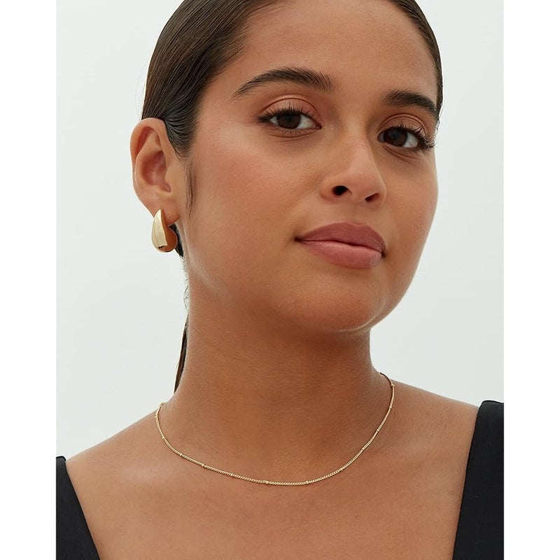 PAVOI 14K Gold Plated 925 Sterling Silver Post Teardrop Chunky Hoop Earrings | Lightweight Drop Earrings for Women | Designer Dupe Earrings - Image 5