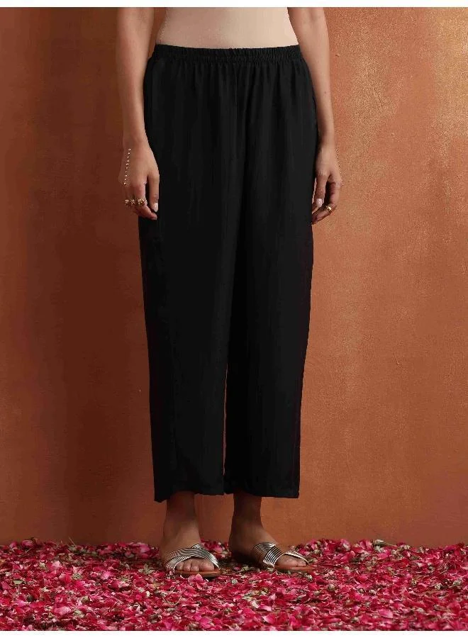 ترو برونز trueBrowns Black Ajrak Print Kurta Set