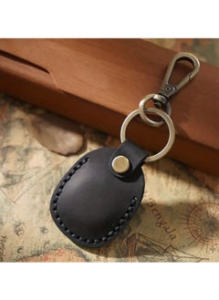 Secure Your Airtags With This Stylish Retro Faux Leather Case+Keychain - Black