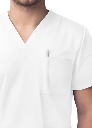Sivvan Unisex Scrubs - Classic V-Neck Top & Drawstring Pants Scrub Set - S8400 - White - M - Image 4