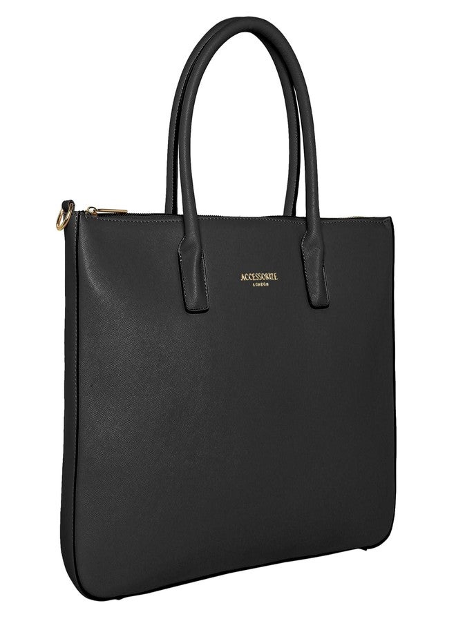 Accessorize London Women's Faux Leather Black Sapphire laptop handheld Bag - Image 2