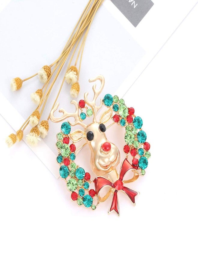 Daxi Christmas Brooch Pin Jingle Bell Snowflake Reindeer Christmas Tree Xmas Pins Set Christmas Decoration for Women (Elk) - Image 3