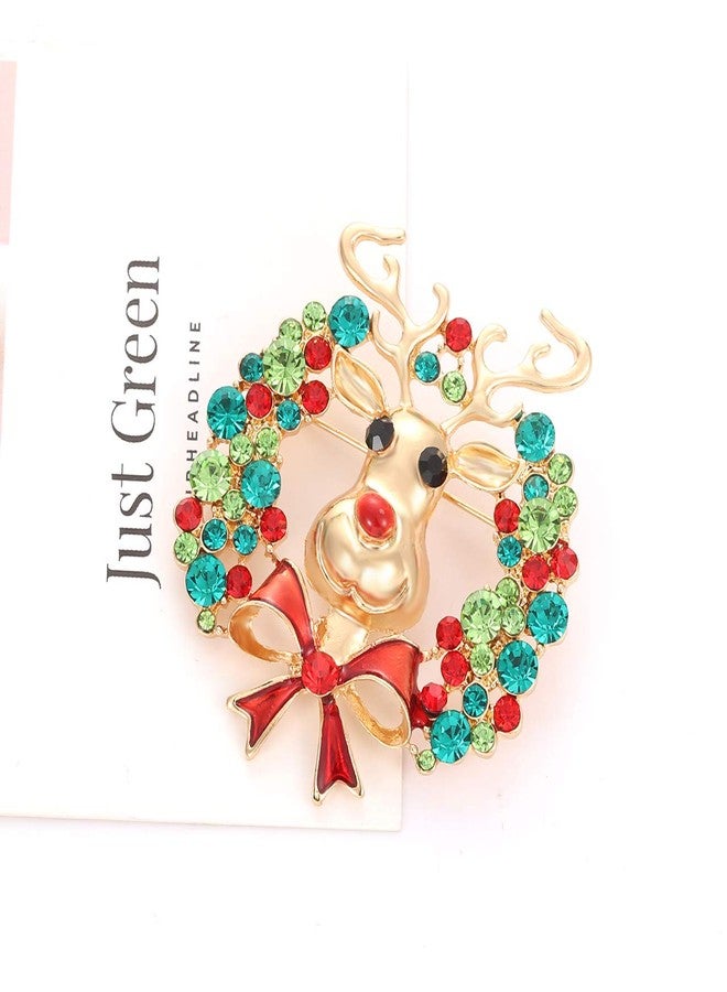 Daxi Christmas Brooch Pin Jingle Bell Snowflake Reindeer Christmas Tree Xmas Pins Set Christmas Decoration for Women (Elk) - Image 2