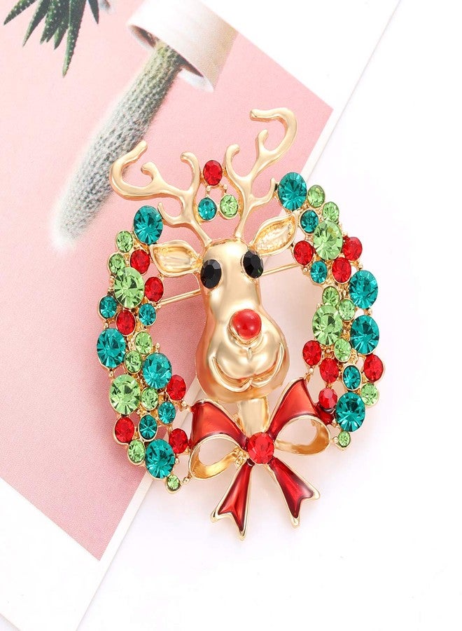 Daxi Christmas Brooch Pin Jingle Bell Snowflake Reindeer Christmas Tree Xmas Pins Set Christmas Decoration for Women (Elk) - Image 4