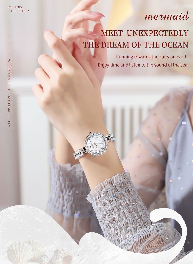 OLEVS 9971 Women's Watches Elegant Fashion Original Wristwatch Waterproof Fish Bone Strap Luminous Hand Diamond Bezel Reloj - Image 2