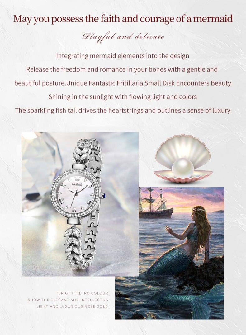 OLEVS 9971 Women's Watches Elegant Fashion Original Wristwatch Waterproof Fish Bone Strap Luminous Hand Diamond Bezel Reloj - Image 3