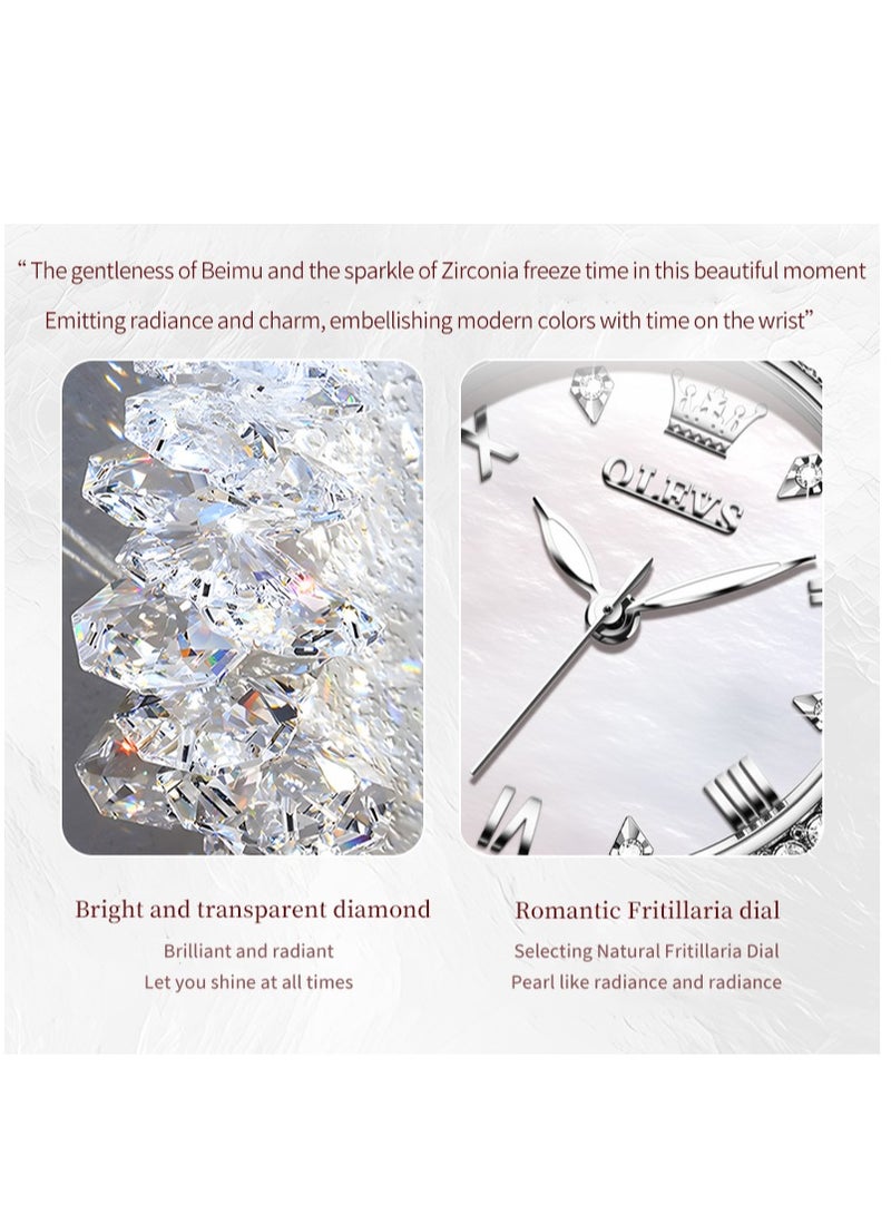 OLEVS 9971 Women's Watches Elegant Fashion Original Wristwatch Waterproof Fish Bone Strap Luminous Hand Diamond Bezel Reloj - Image 5