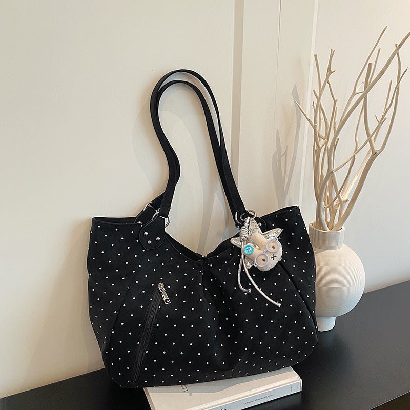 Korean Style Polka Dot Sweet Tote Bag, Large Capacity Shoulder Bag for Women - Image 2